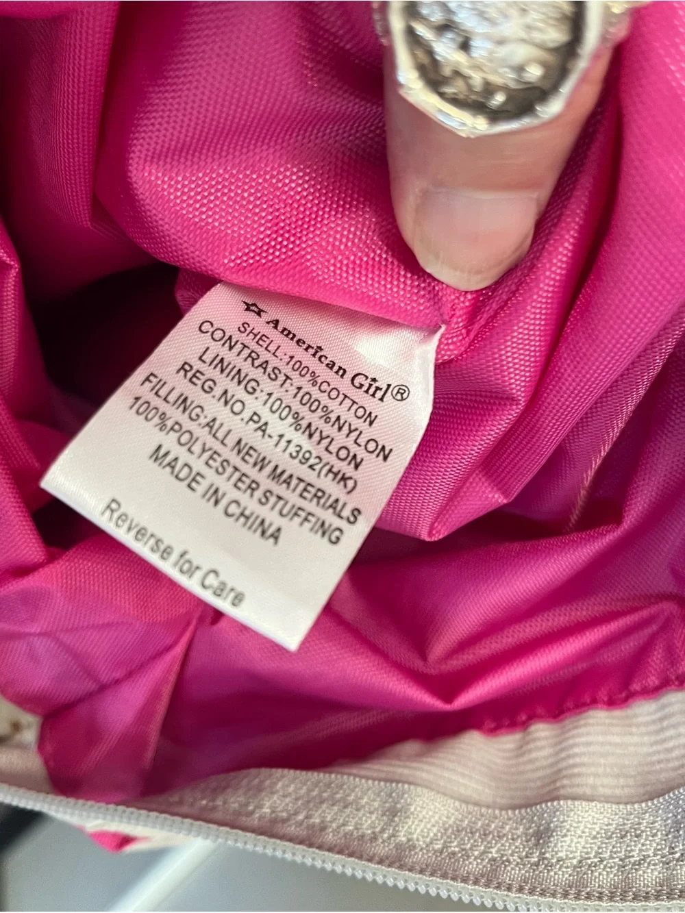 American Girl Pink & Cream Star Tote Backpack/ doll carrier